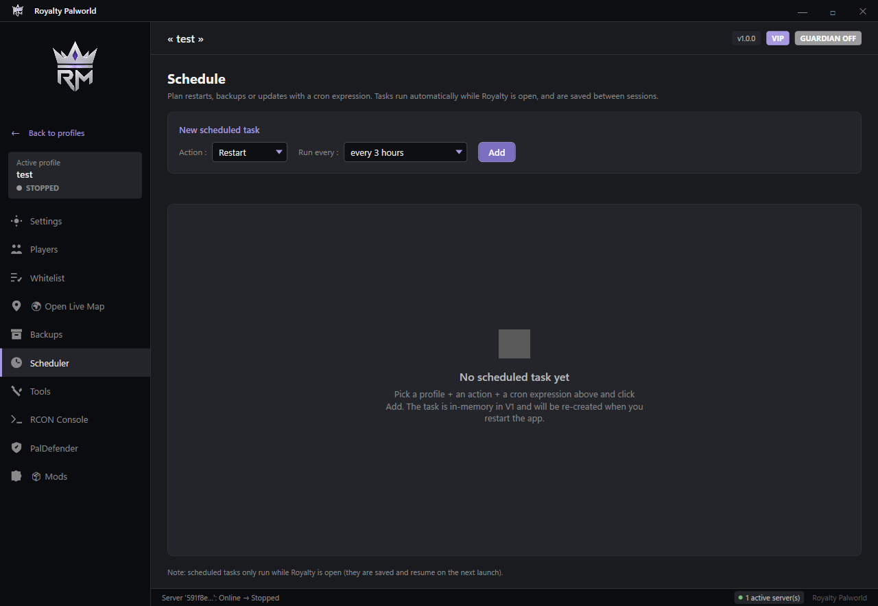 Scheduler for restarts, backups and updates